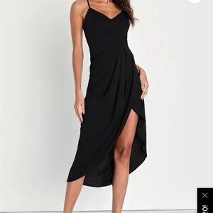 Lulu's Reinette Black Midi Dress